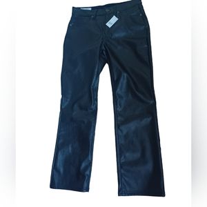 Gap Womens Vintage Black Faux Leather Pants High Rise Stretchy Size 28